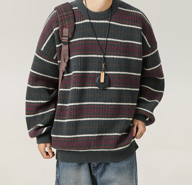 Suéter cuello redondo rayas