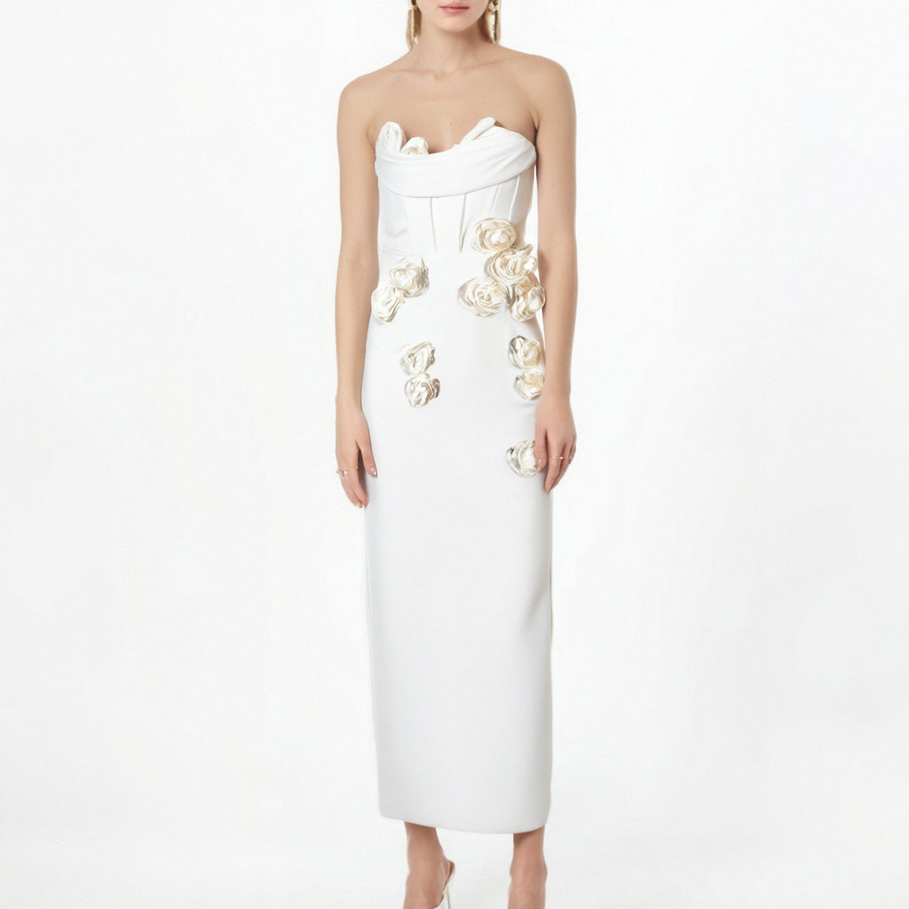 Vestido rosas abertura