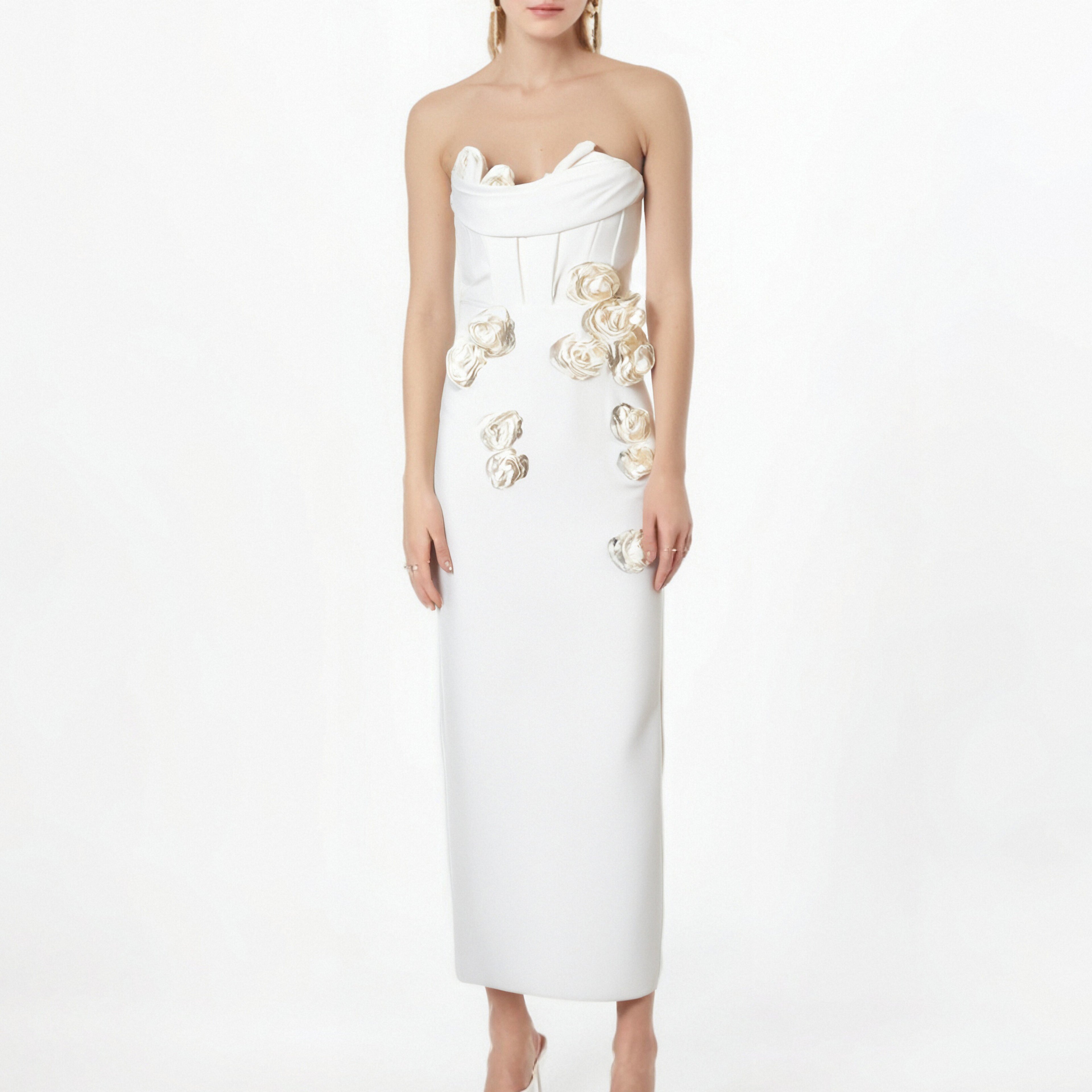 Vestido rosas abertura