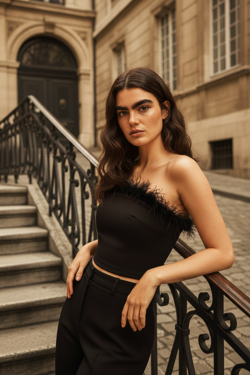 Top bandeau plumas
