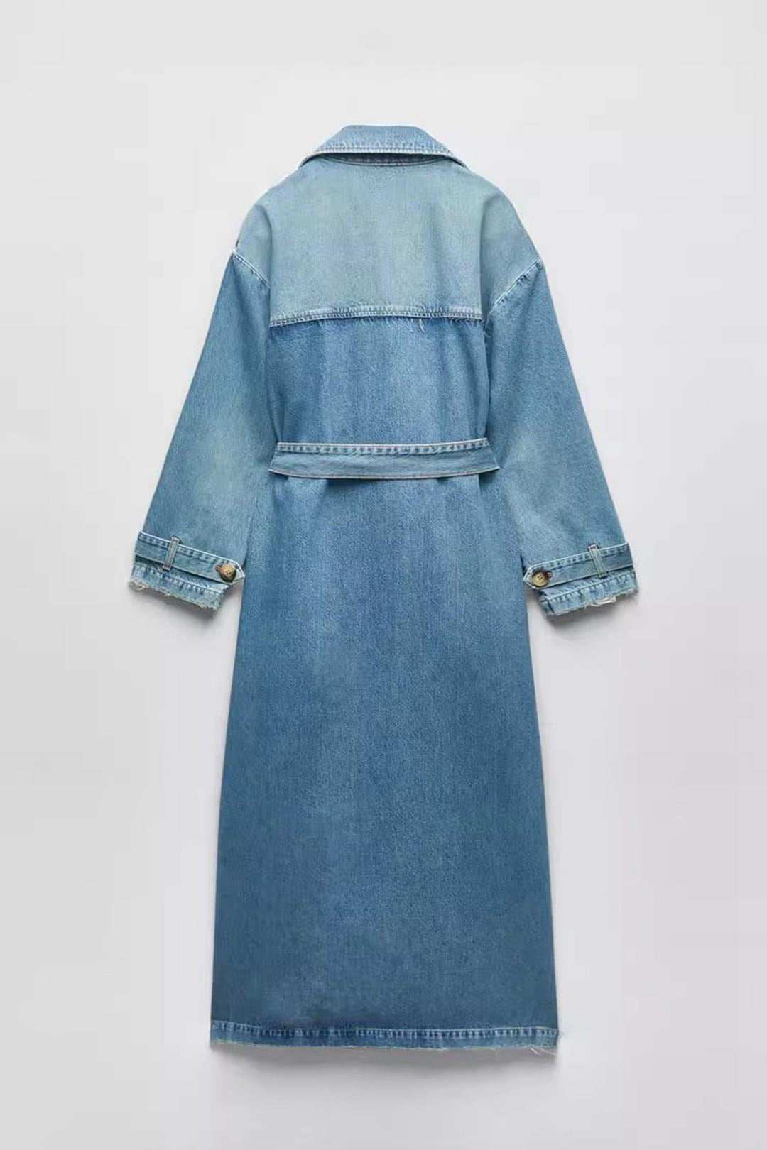 Gabardina denim cruzada