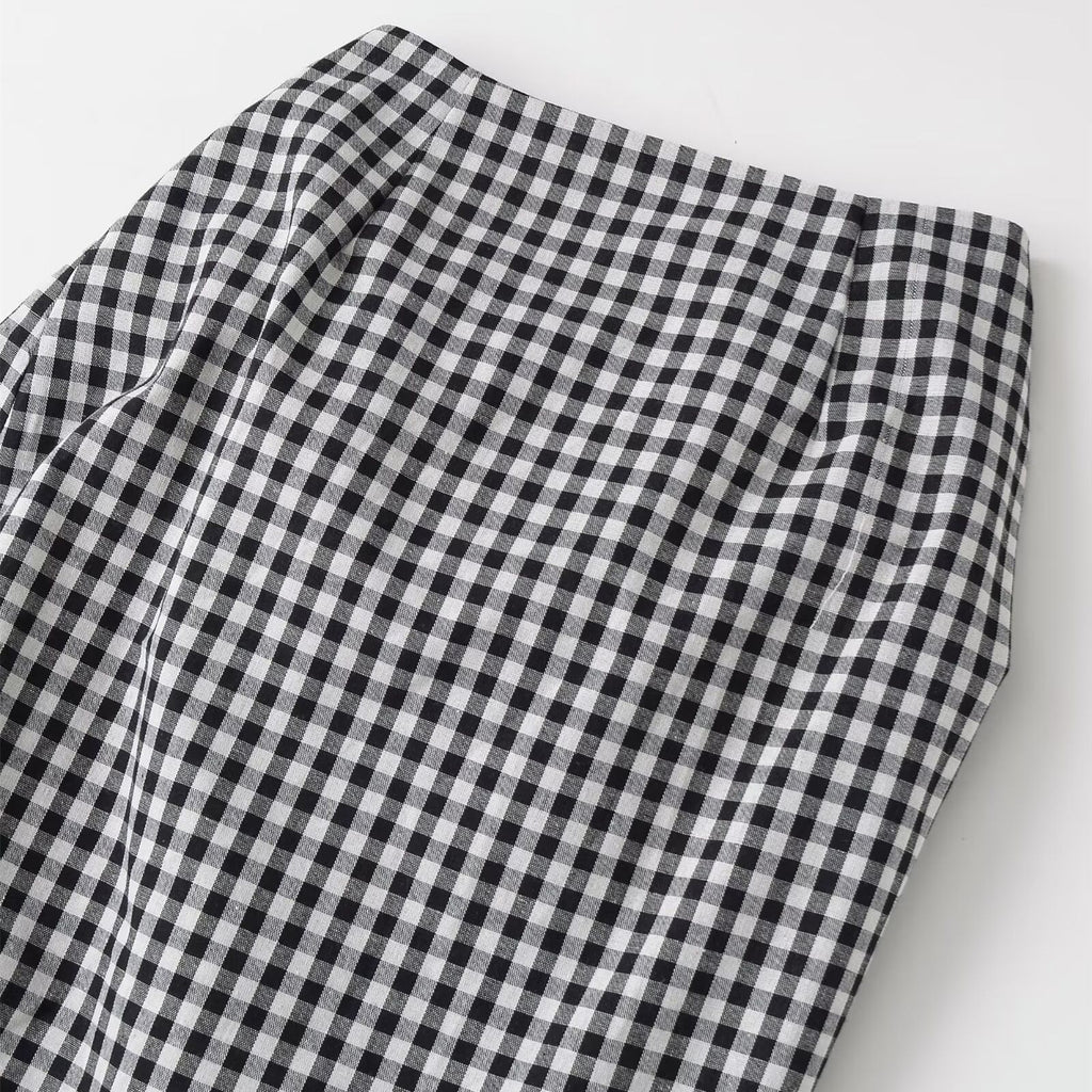 Falda vichy drapeada