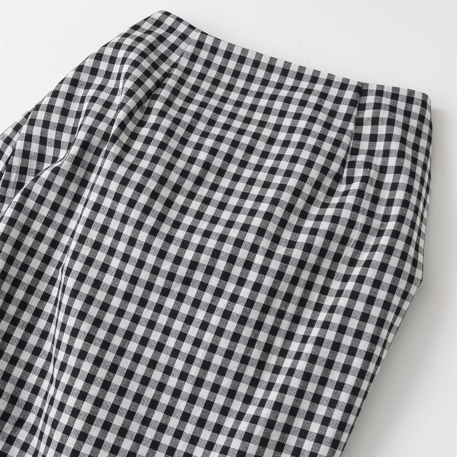 Falda vichy drapeada