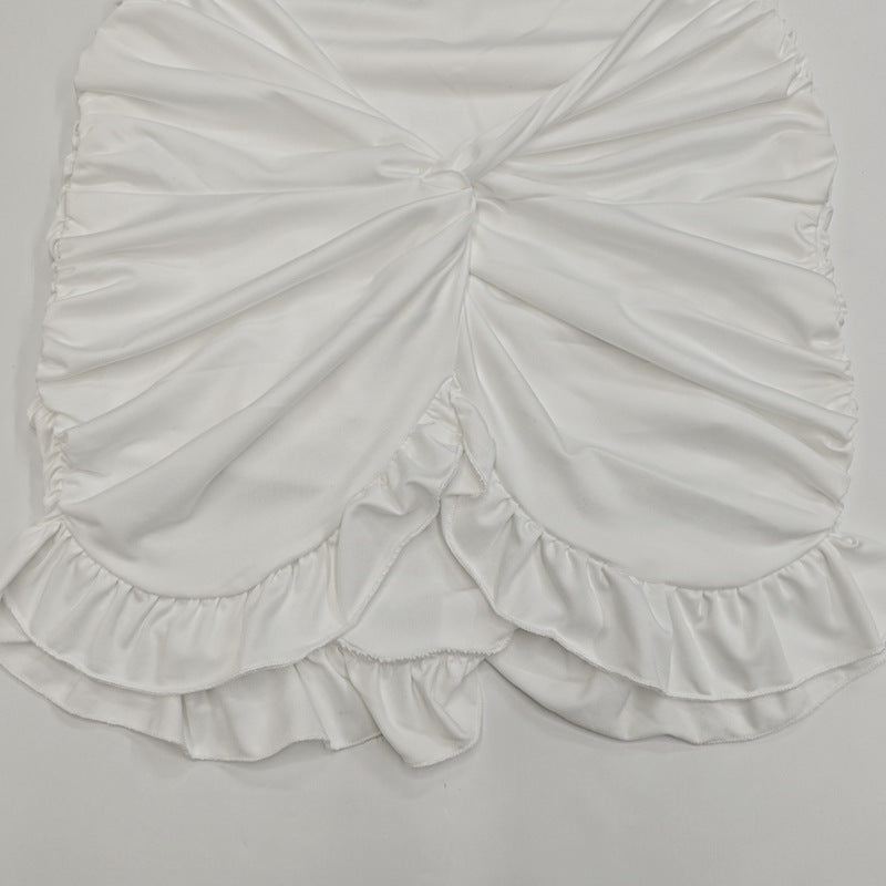 VESTIDO MINI DRAPEADO VOLANTES