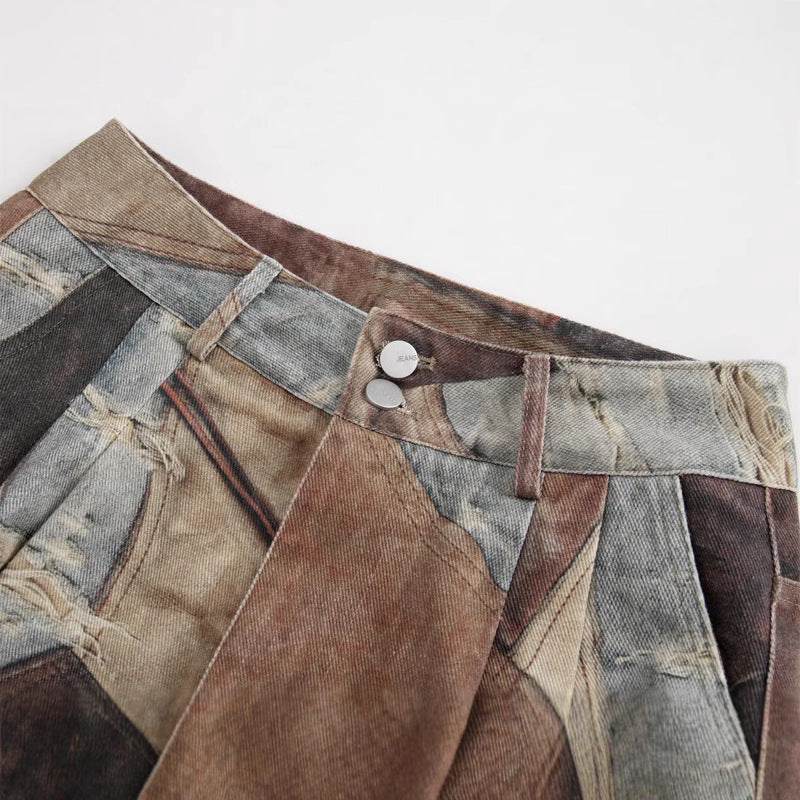 Pantalón trompe l'oeil patchwork
