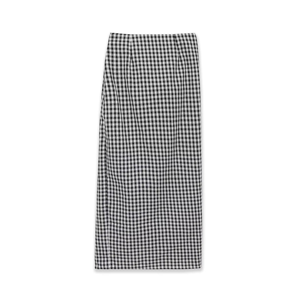 Falda vichy drapeada