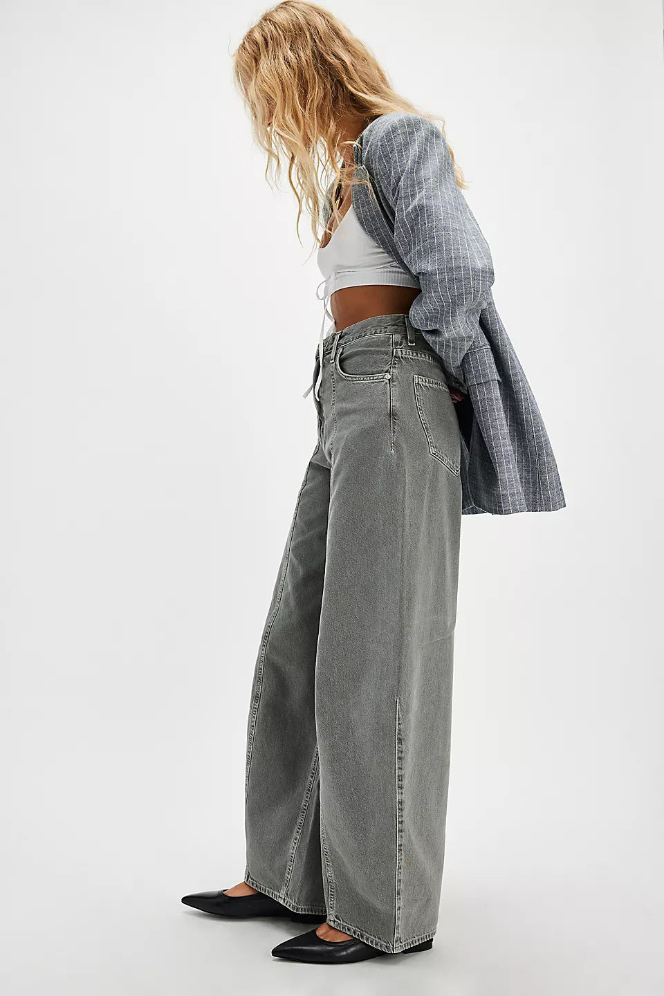 Jeans wide leg mezclilla