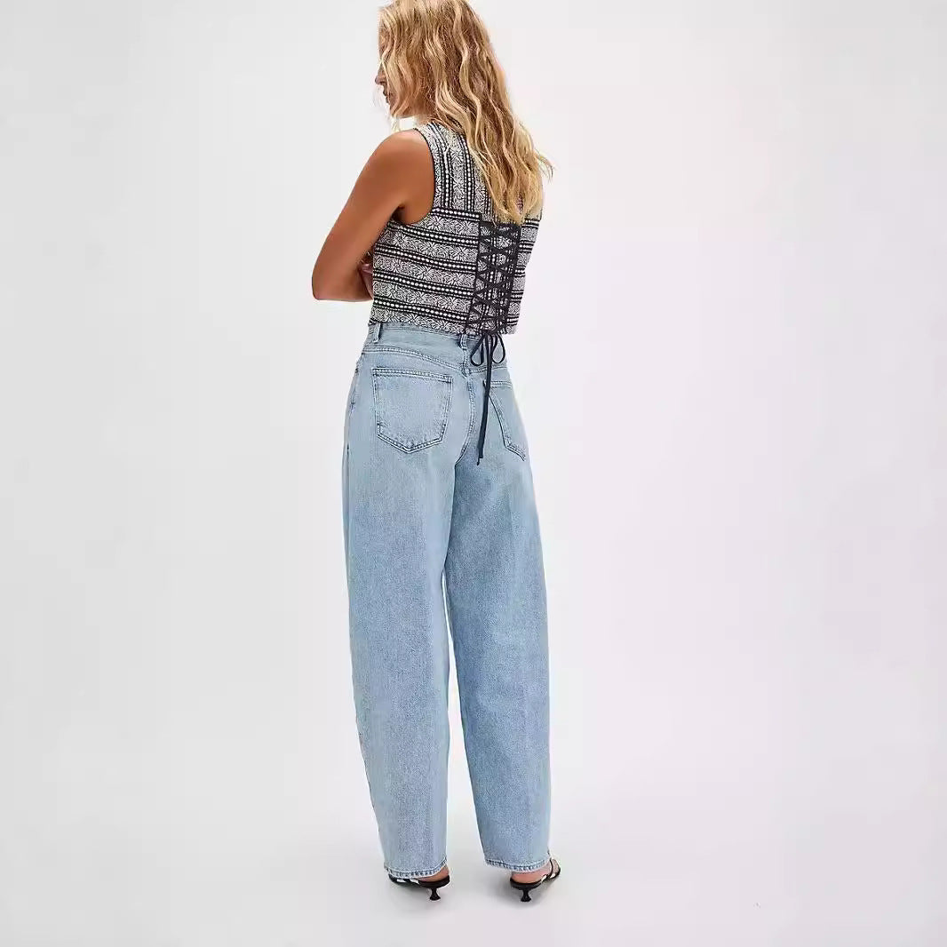 Jeans wide leg mezclilla