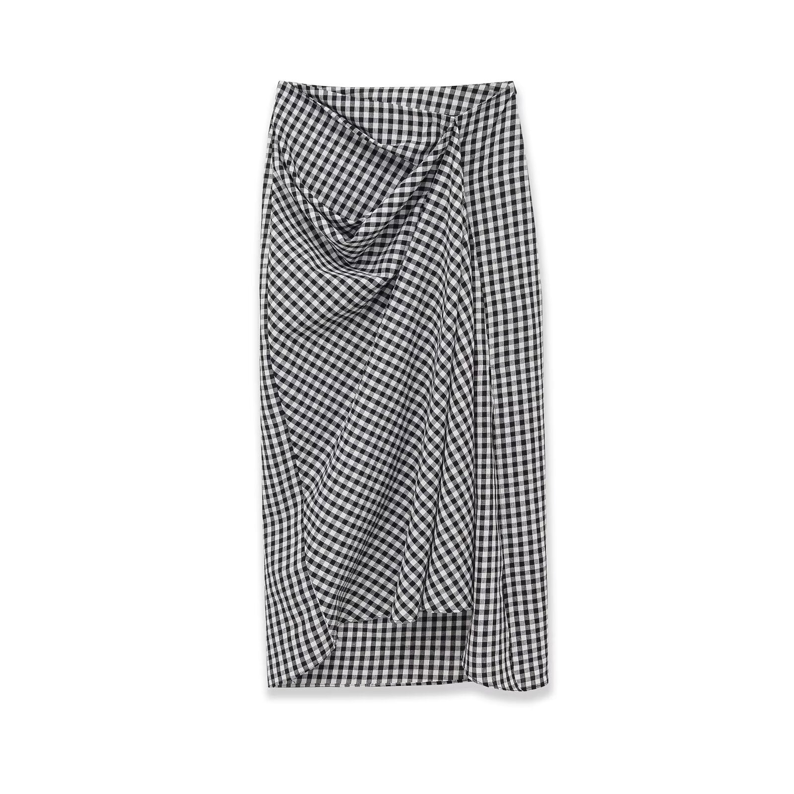 Falda vichy drapeada