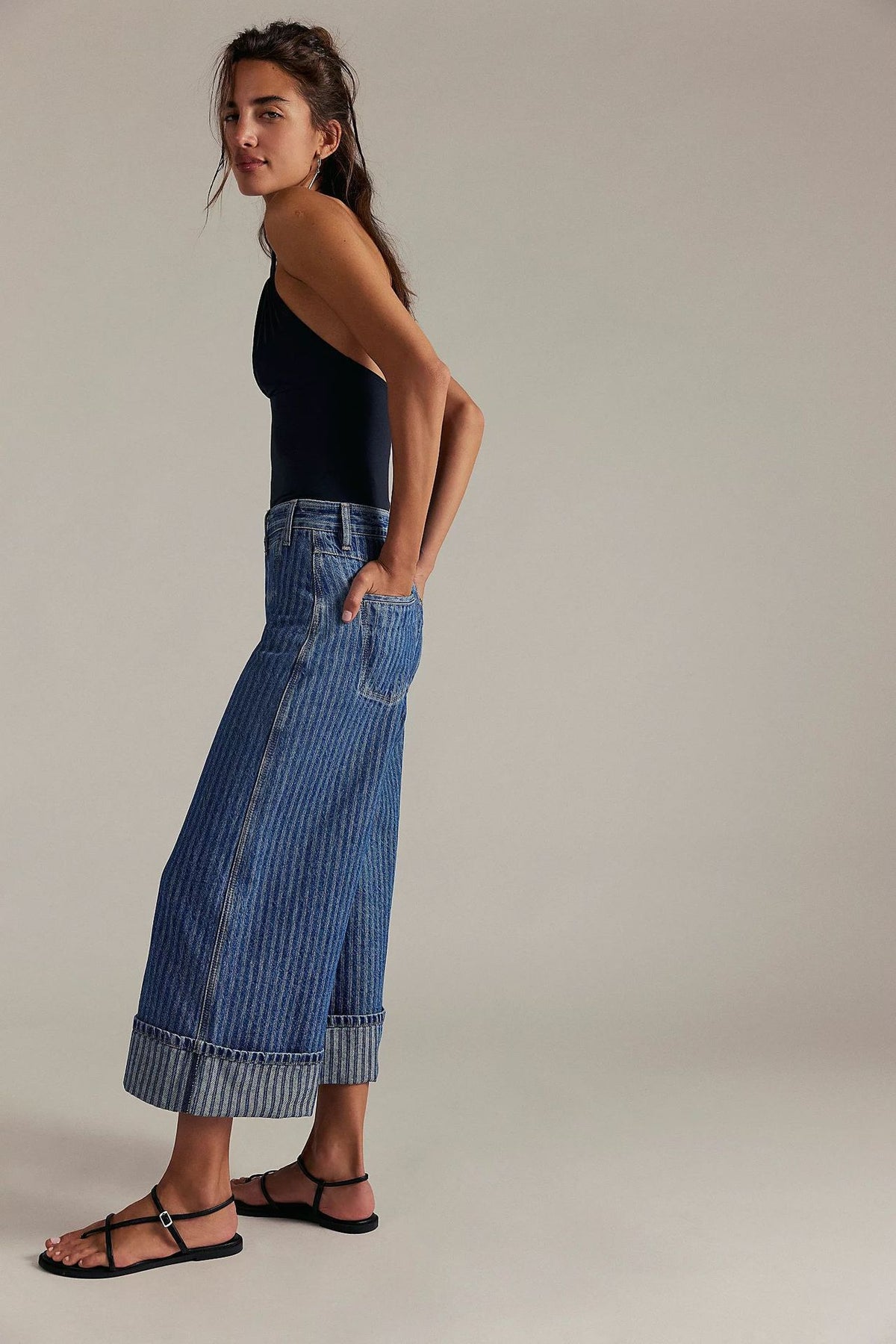 JEANS WIDE LEG RAYAS