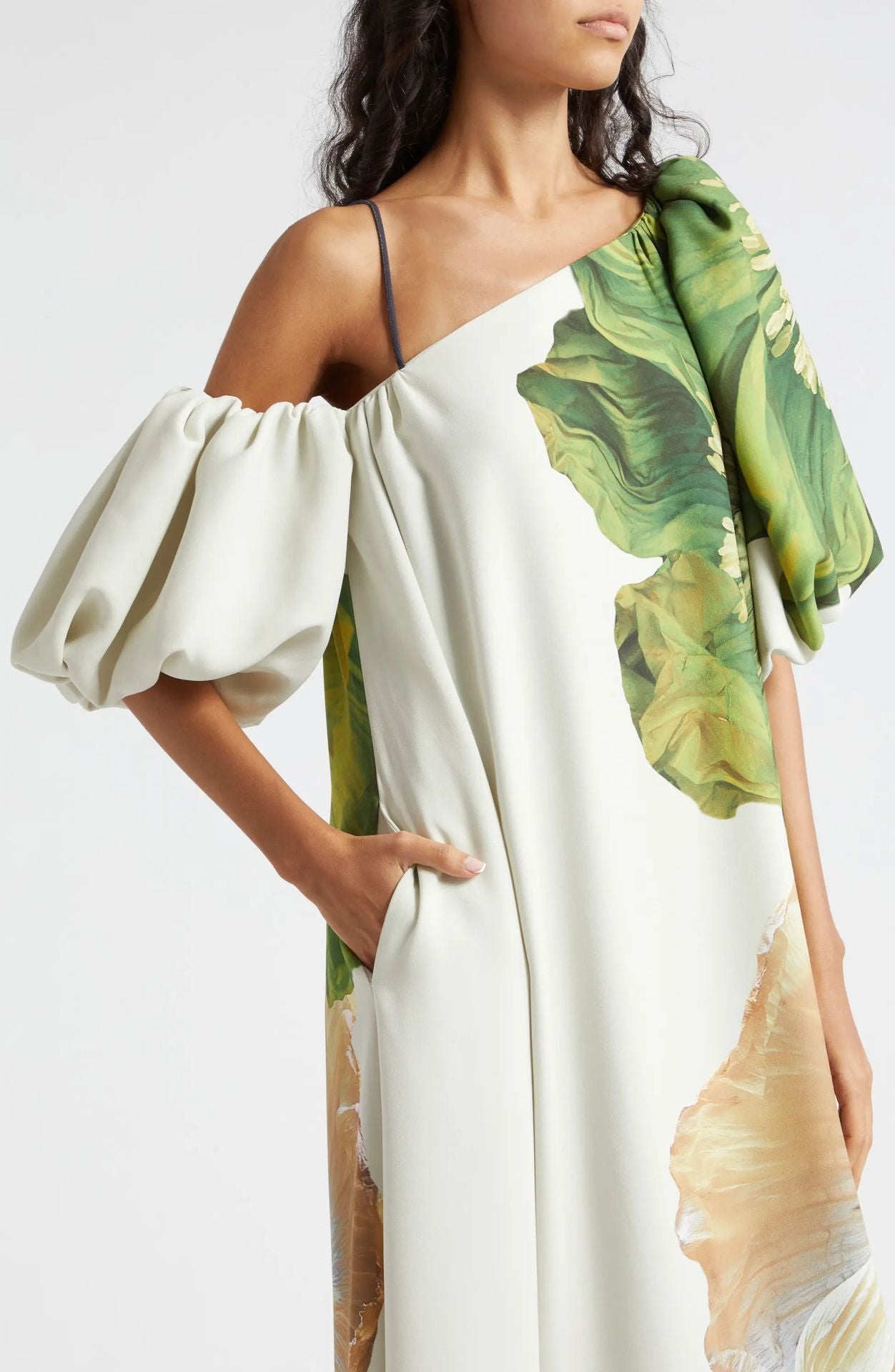 Vestido maxi off-shoulder