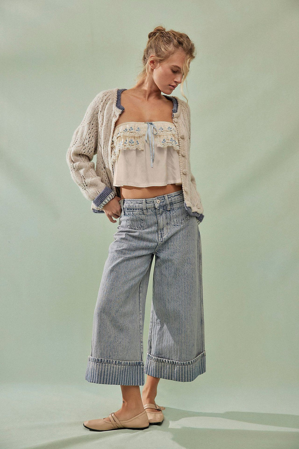 JEANS WIDE LEG RAYAS