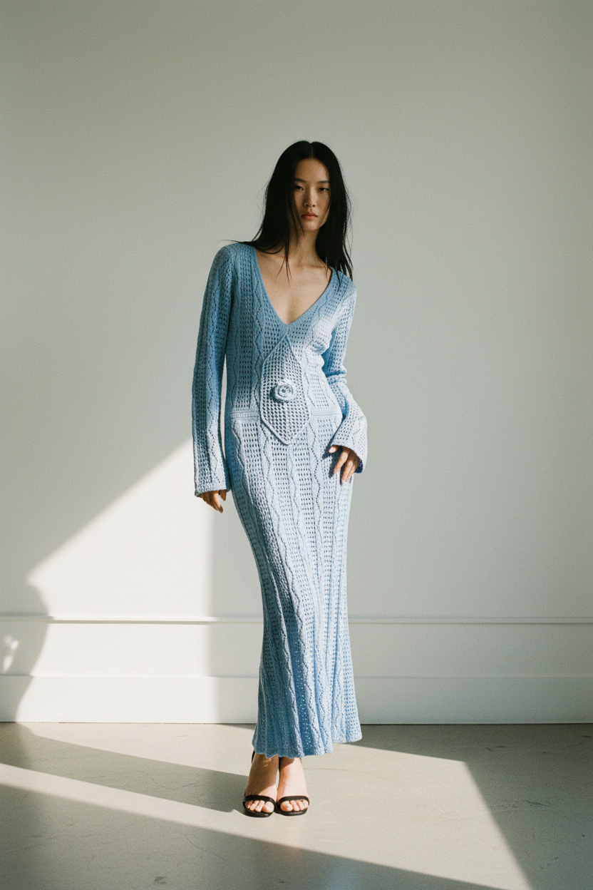 VESTIDO MIDI PUNTO-CALADO