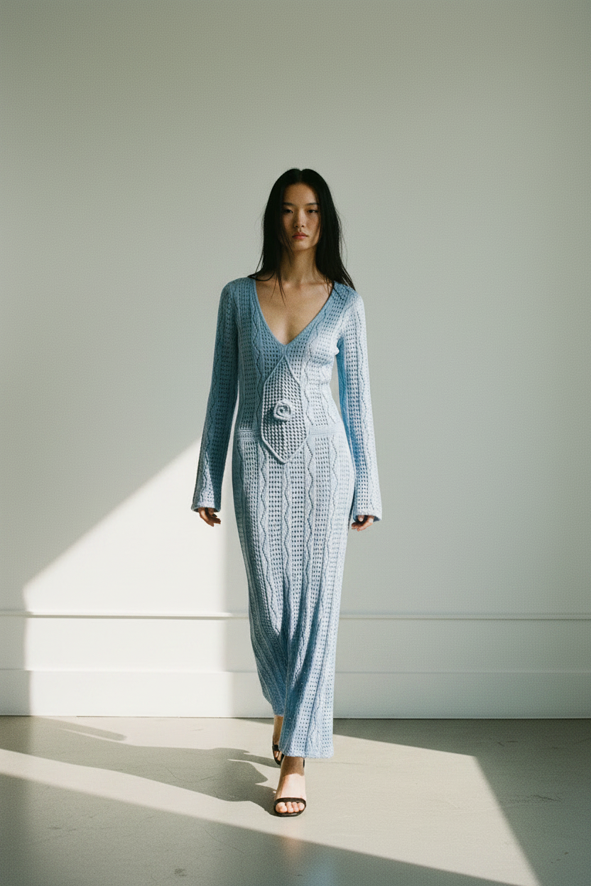 VESTIDO MIDI PUNTO-CALADO