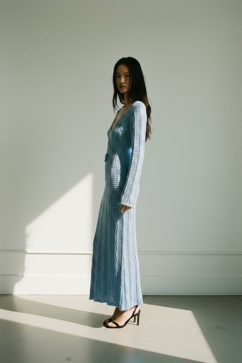 VESTIDO MIDI PUNTO-CALADO