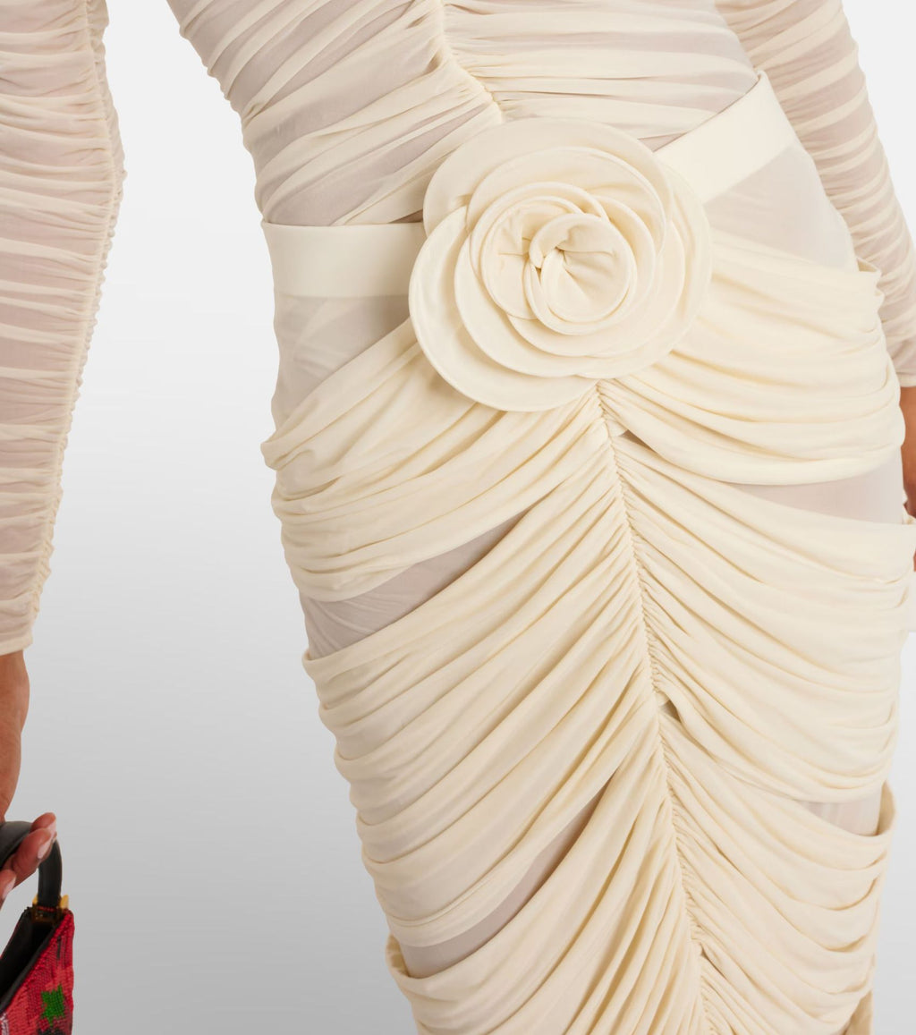 Vestido midi frunces