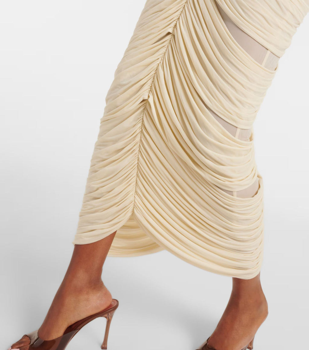 Vestido midi frunces