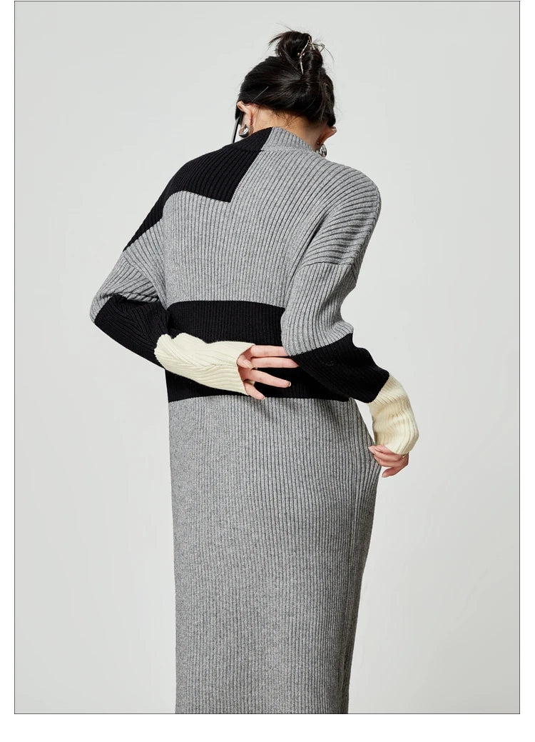 Vestido punto mock neck