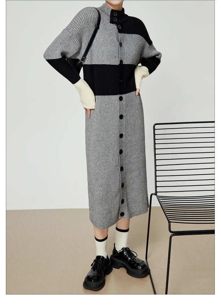Vestido punto mock neck
