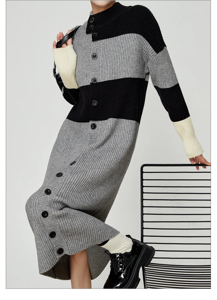 Vestido punto mock neck