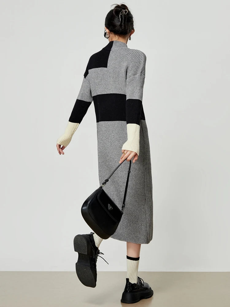 Vestido punto mock neck