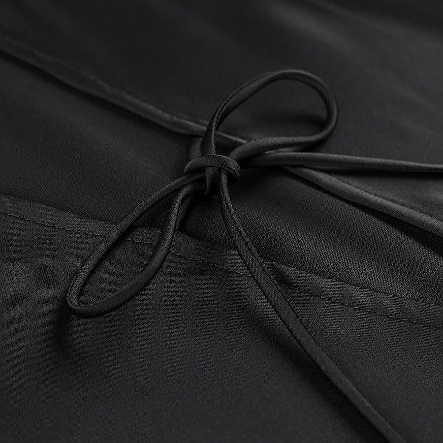 Camisa cordones satinada