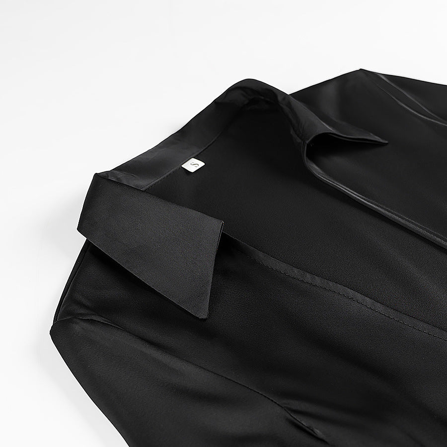 Camisa cordones satinada