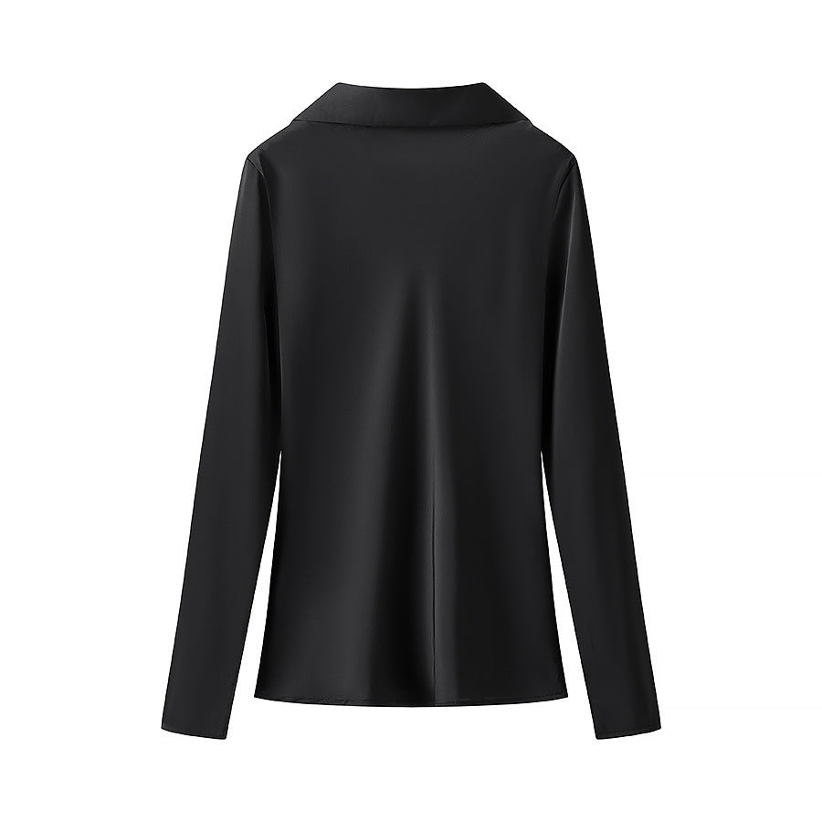 Camisa cordones satinada