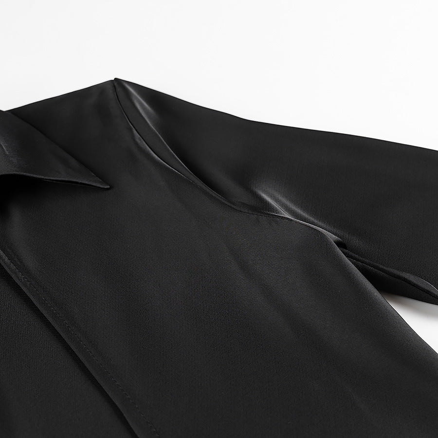 Camisa cordones satinada